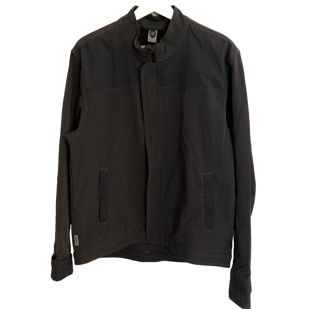Club Ride Stretch Nylon Moto Cafe Racer Cycling Jacket Mens Large Gray Full Zip